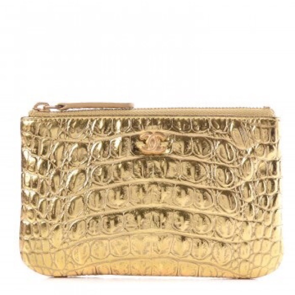 CHANEL Handbags - Chanel Metallic Gold Crocodile Embossed Calfskin CHANEL Handbags - Chanel Metallic Gold Crocodile Embossed Calfskin